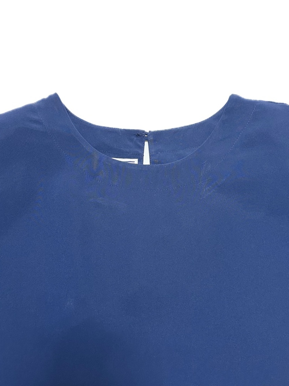 Vintage 9 to 5 Westbound Navy Blue Satin  Short Sleeve Top Shoulder Pads Blouse